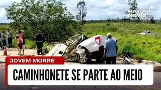 CAMINHONETE SE PARTE AO MEIO EM COLISÃO