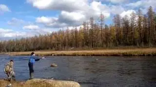 Осенняя ловля хариуса на удочку+мормышка