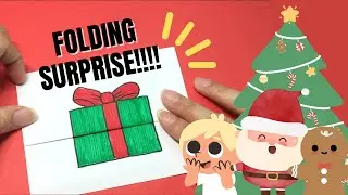 How to draw a Christmas present (FOLDING SURPRISE!!) | Easy Christmas drawing #simpledrawing