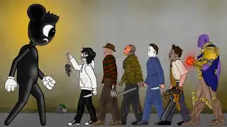 Cartoon Mouse vs Thanos, Freddy Krueger, Jason Voorhees, Michael Myers, Leatherface, Jeff [Dc2]