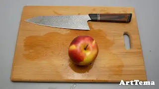 Kitchen Knife AliExpress Review | HEZHEN Chef Knife Damascus Super Steel VG10 - Chopping apple (4K)