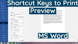 Shortcut key to Print Preview in MS Word | Shortcut Keys to Show Print Preview in MS Word | MS Word