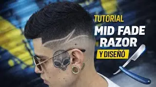Tutorial Como Hacer Un  / Mid Fade Razor/Diseño/Afeitado