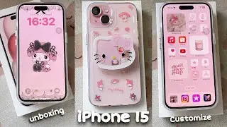iPhone 15 (Pink) ♡ Aesthetic Unboxing | accessories ✦ Aesthetics home screen customization ✮
