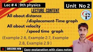 Distance-Time Graph | Speed-Time Graph | 9th Physics | Example 2.6 | Example 2.7,2.8,2.9 | M Shaban