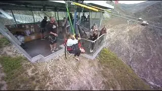 Woman Scared to Swing on Giant Rope Swing Screams Loudly