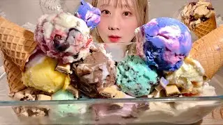 ASMR Baskin-Robbins Ice Cream 【Mukbang/ Eating Sounds】【English subtitles】