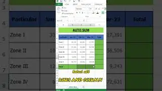 Auto Sum in Excel #viralshorts #youtubeshorts