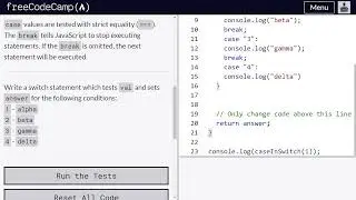 Selecting from Many Options with Switch Statements - freeCodeCamp | Video 76 | Basic JavaScript