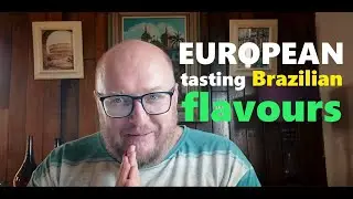 An European guy tasting Brazilian Snacks