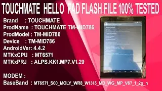 TOUCHMATE  HELLO  PAD TM-MID786 flash file MT6571