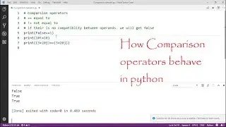 Lecture 12 :- Comparsion Operators in Python || LearningStrome Academy