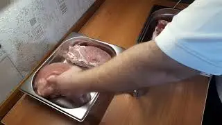 Smoked ham. Salting meat for smoking