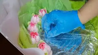 Сборка букета тюльпанов из зефира.