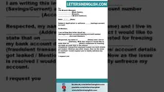 Application for Unfreeze Bank Account - Request Letter to Unfreeze Bank Account
