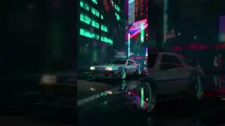 DeLorean DMC-12 cruising through the neon-lit streets of a cyberpunk city #delorean #dmc #cyberpunk