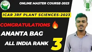 Heartly Congratulations to our student- Ananta Bag | ICAR JRF AIR-3| Plant Sciences-2023