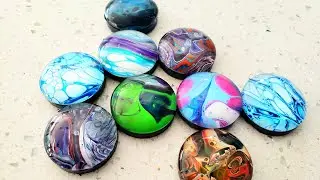 EASY / How to Make MAGNETS with Left Over Paint Skins! ~ Acrylic Pouring  / Fluid Art