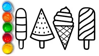 Drawing and coloring various kinds of ice cream for children and toddlers | Rainbow magic