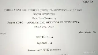 degree 6th semester Chemistry dsc- Analytical methods in chemistry important questions