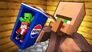 JJ and Mikey Hide Inside PEPSI To Prank Villager in Minecraft (Maizen)