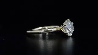 Natural Round Cut 6 Prong Hidden Halo Pave Diamond Engagement Ring