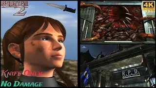Resident Evil 2 Claire B #4k Knife only No damage Speed run