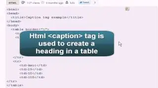 HTML Tutorial :  caption tag