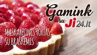 Nekeptas maskarponės tortas su braškėmis
