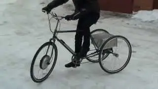 Тэст драйв трехколесного электровелосипеда в гололед