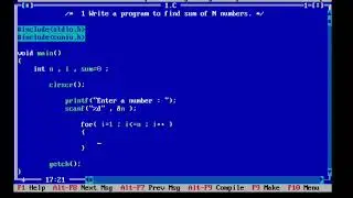 c program to find sum of n numbers (summation) using for loop