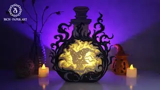 How to make a Magic Potion Bottle- Halloween Paper Cutting Decorating