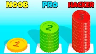 NOOB vs PRO vs HACKER - Coin Stack Puzzle