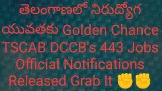 TSCAB DCCB's 443 Jobs Official Notifications Released తెలంగాణలో నిరుద్యోగ యువతకు Golden Chance