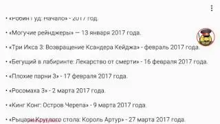 Расписание мировых кинолент до 2020