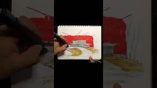 Croquis arquitectónico a dos puntos de fuga 
