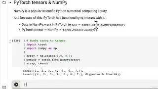 PyTorch Tensors and NumPy