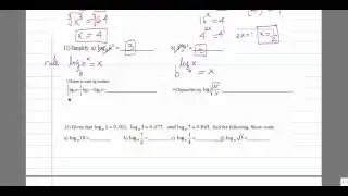 Properties of logs, domain and range of log funtions