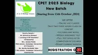 CPET 2025/Odisha PG entrance 2025/Life science/Zoology/Botany/Environmental sc./Biotech/Microbiology