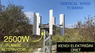 HOME MADE WIND TURBINE, WIND TURBINE CONSTRUCTION WITH PVC PIPE, FLANGE ALTERNATOR