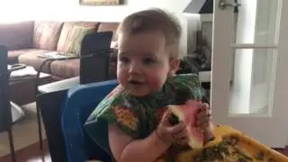 9 month old and watermelon
