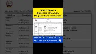 BKNMU BCOM-4 Exam-2024 Timetable #ytshorts #shorts #youtubeshorts @dr.khyati_vadher