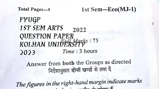 FYUGP 1ST SEM ARTS QUESTION PAPER.... OF KOLHAN UNIVERSITY CHAIBASA, JHARKHAND