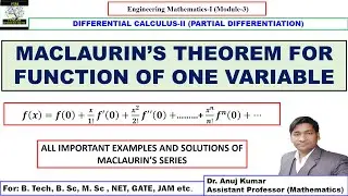 Maclaurin's Theorem | Maclaurin's Series | Maclaurin Series Engineering Mathematics