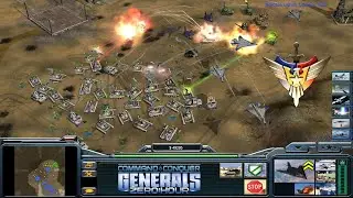 C&C Generals - Zero Hour: 1 vs. 7 - Laser vs.  7 Hard Tank & Toxin (Downhill Onslaught)