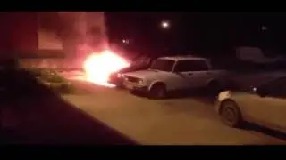 Горящая Lada Largus