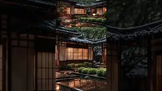 Good Rain Sound for Sleeping - Traditional wooden house with pond garden  #relax #rainsounds #sleep