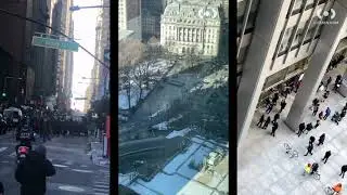 Protesters Demonstrating at David Rockefeller Plaza at Financial District, Manhattan