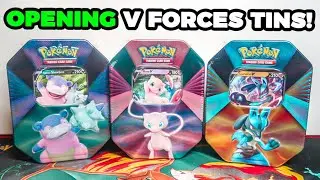 Opening Pokemon V Forces Tin Set! (Mew V, Lucario V & Galarian Slowbro V)