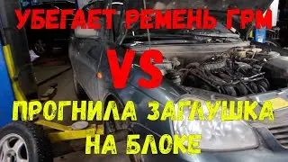 Лада Приора стягивает ремень ГРМ и замена заглушки блока.